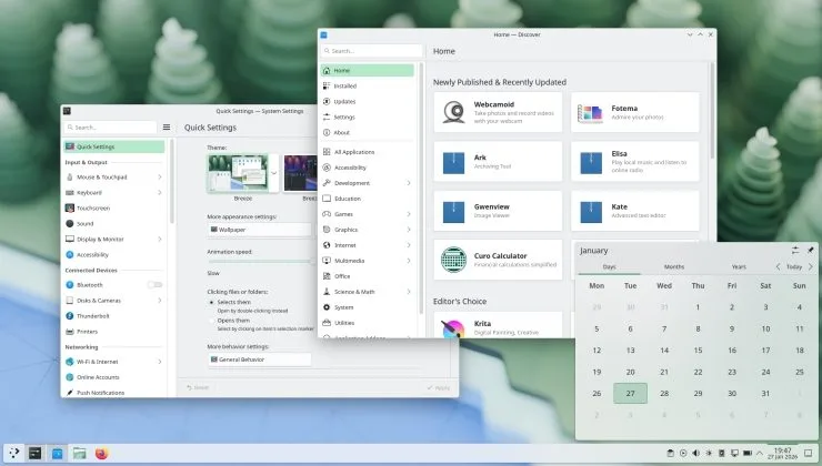 KDE Plasma 6 desktop environment showing Steam client and gaming applications